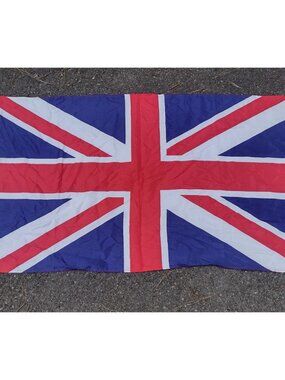 United Kingdom Nylon Flag UK British Banner Union Jack 5'x4' Vintage Taiwan READ